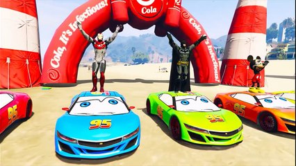 Elsa Fun Learn Colors and Firework Colorful cars on MCQueen w Spiderman