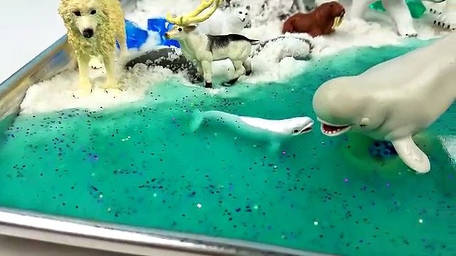 Learn Names Arctic Sea Animals Kids Children DIY Polar Bear Slime Kinetic Sand Mini Beach Ocean Snow