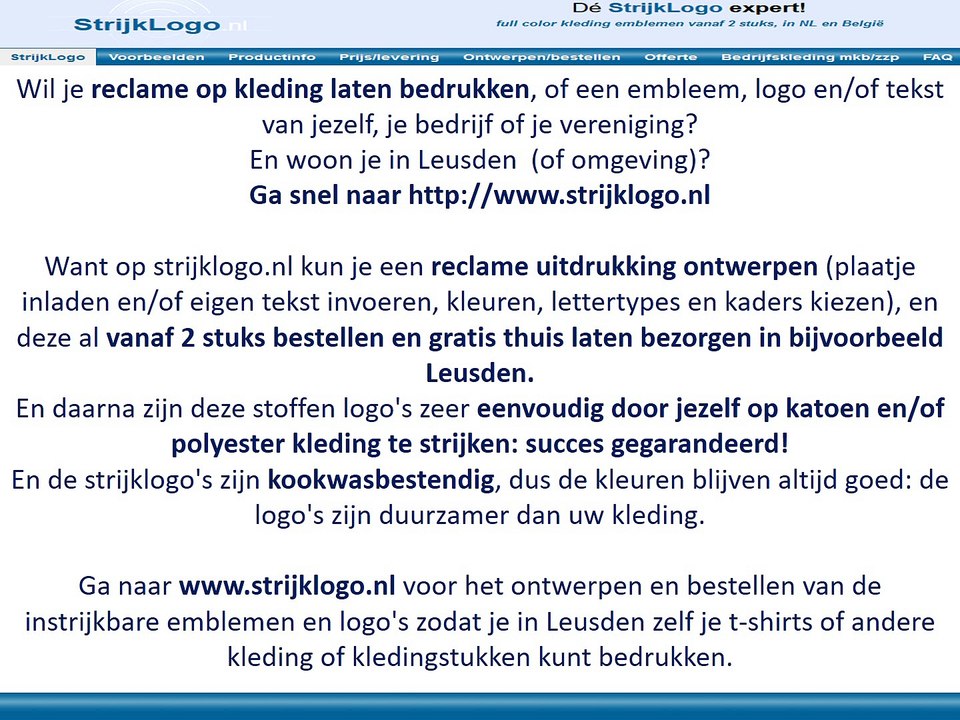 Reclame kleding bedrukken Leusden