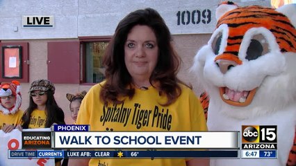 Justine Spitalny Elementary School talks walk to school event