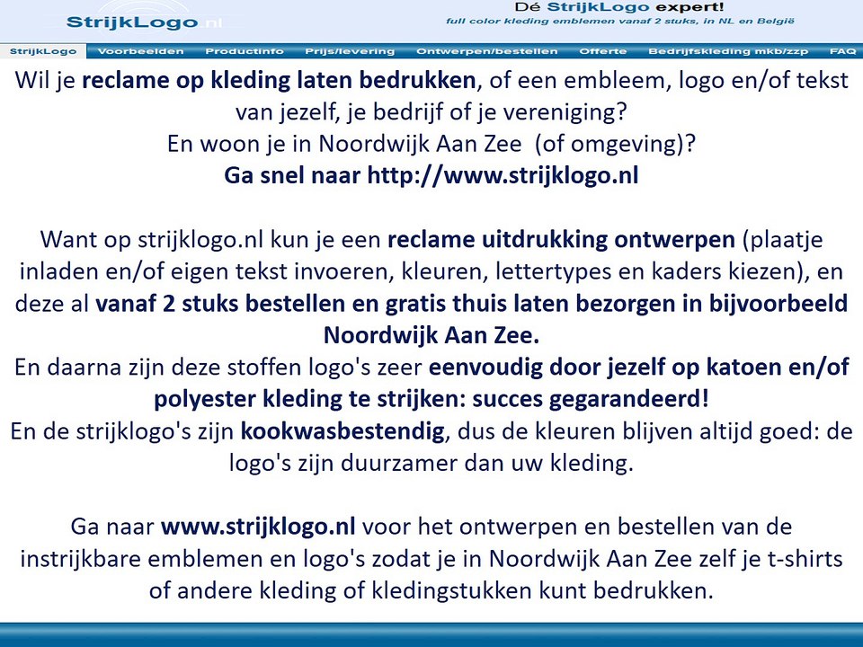 Reclame kleding bedrukken Noordwijk Aan Zee
