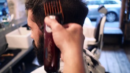 Rounded Beard Trim for Medium Beard at Barbershop