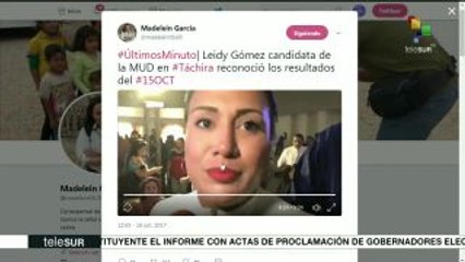 Venezuela: candidata de MUD en Táchira reconoce resultados electorales
