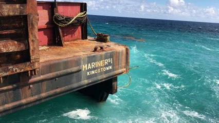 Barge Stranded on Long Island Bahamas