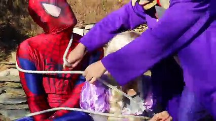 Frozen Elsa SuperHero Vs VILLAINS! w/ Spiderman Joker Rapunzel Venom Hulk Maleficent Superhero fun!