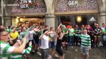 Lederhosen-clad Celtic fans drink beer in Munich ahead of Champions League clash