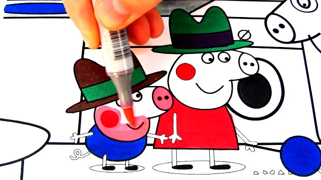 Drawing Pages for Kids, Peppa Pig Daddy Pig Coloring Book with Colored Markers Art Learning Videos