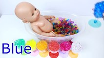 Baby Born Doll BathTime. Orbeez bath with surprise toys Disney Princess. Learn Colors
