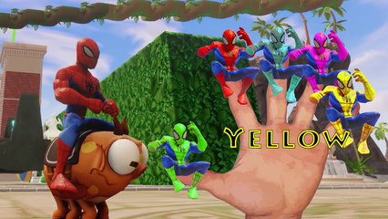 Learn Colours with Spiderman Finger Family Fun Song with Itsy Bitsy Spider and Color Spidey Action