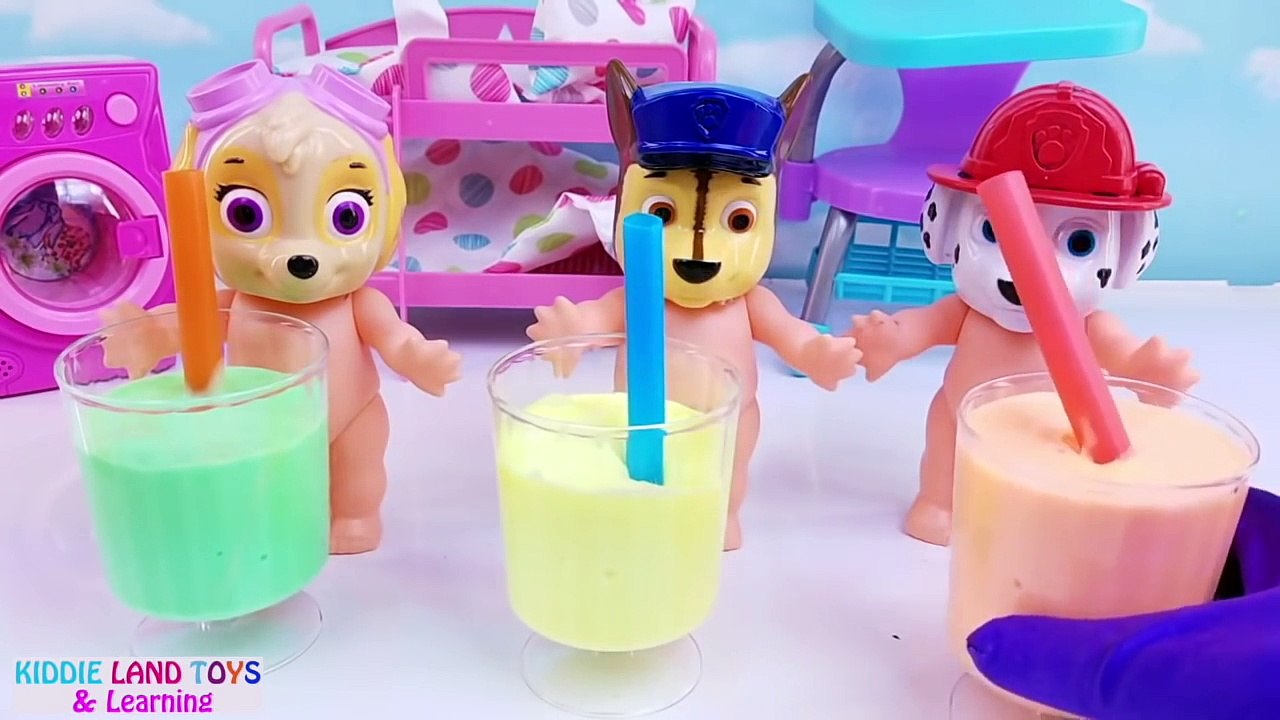 Learn Colors Paw Patrol Baby Doll Bath Paint Potty Training Blending Smoothies Cutting Squishies