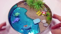 DIY Colors Slime Clay Kinetic Sand Summer Beach Learn Colors Orbeez
