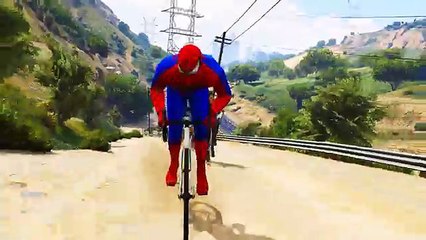 BIKE RACE Spiderman Cartoon Funny Superhero Movie with Nursery Rhymes Songs for Kids
