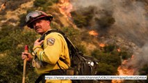 California fires: Destructive rapidly spreading fires achieve LA – Several firefighters fight burst