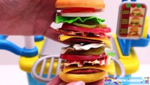 Toy Hamburger Stand Make Giant Cheeseburger Learn Fruits & Vegetables with Toys