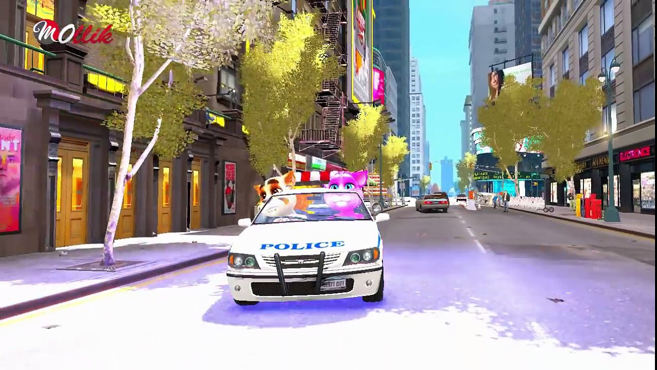 Говорящий Кот Том Полицейские машины | Детские потешки | Игра машинки | Детские Стишки