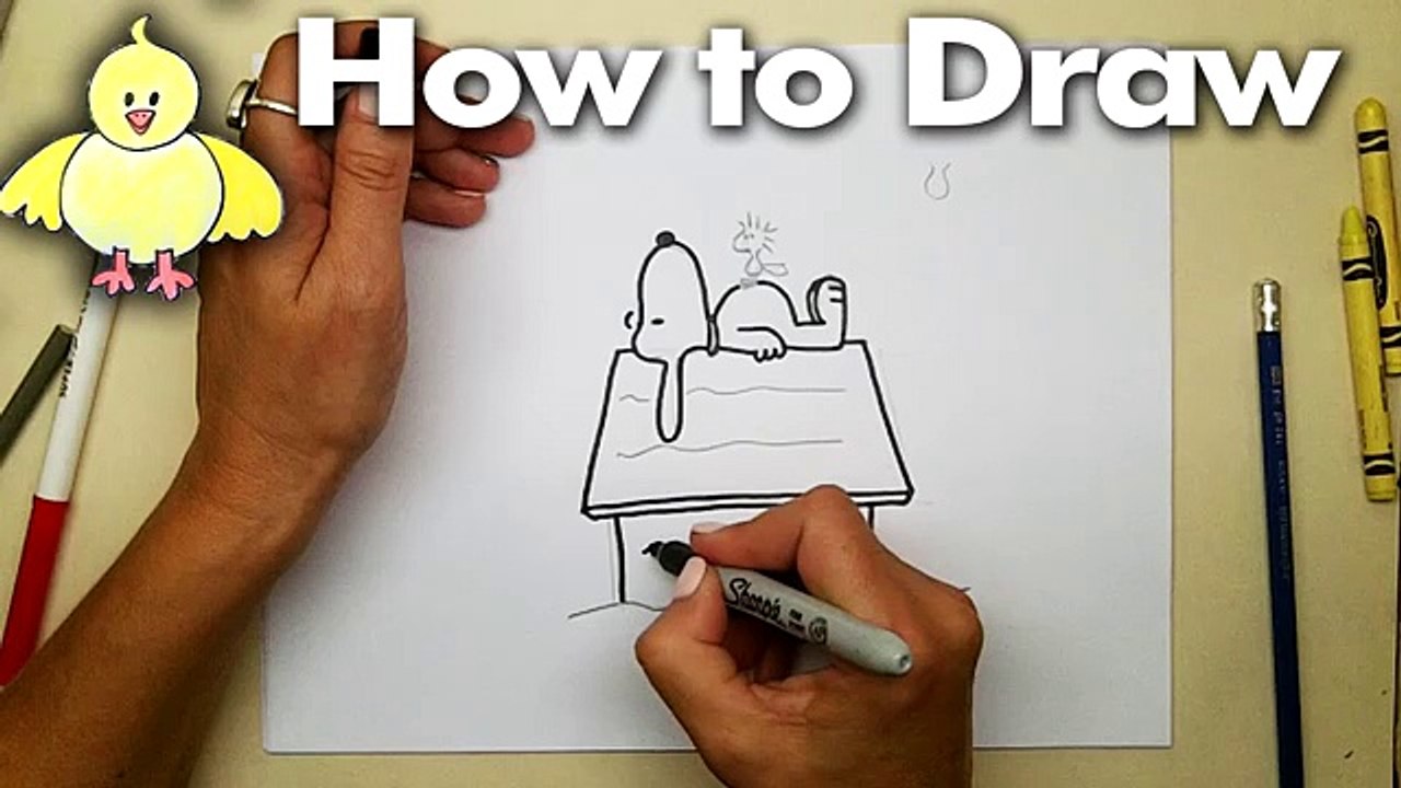Drawing: How to Draw Snoopy and Woodstock Step by Step - Easy - DoodleDrawArt!