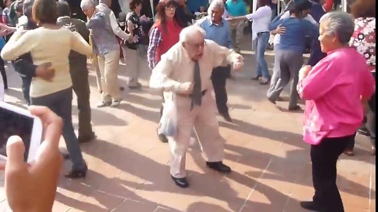 Funny old guy dancing