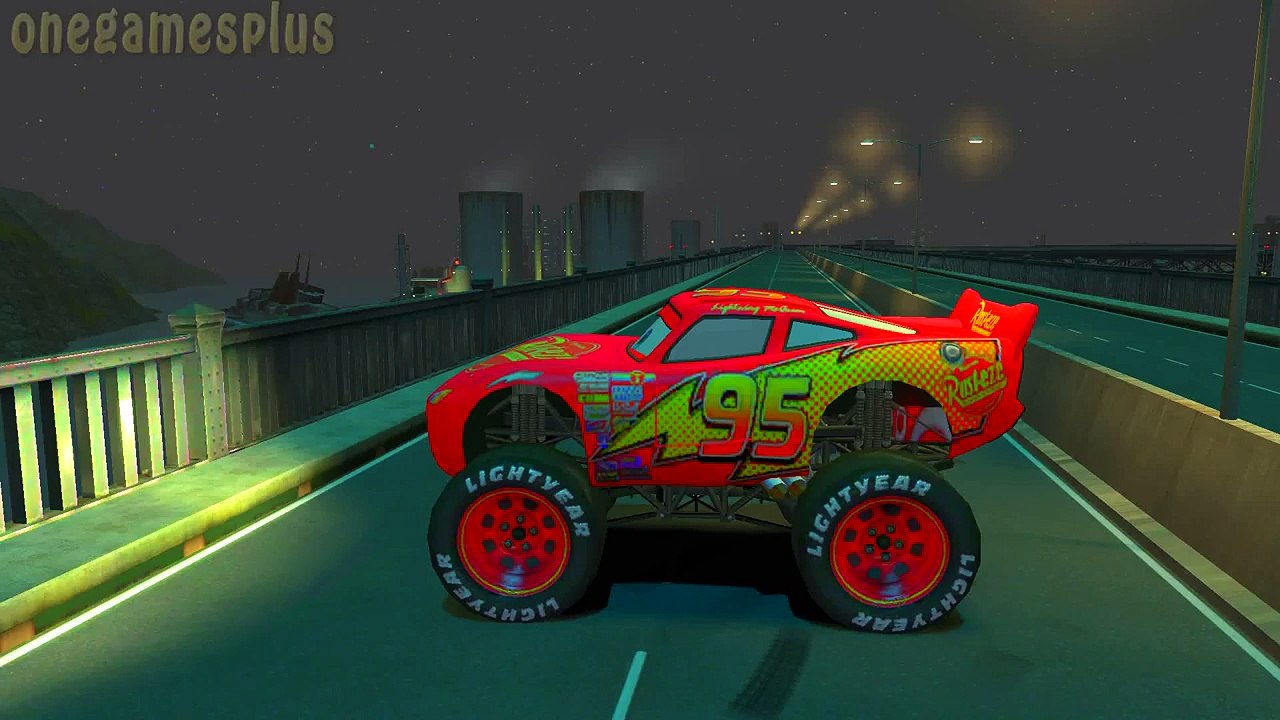 Disney car Lightning McQueen Monster Jam Countryside Mountains