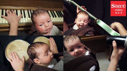 Müzisyen baba yeteneklerini gösterdi