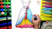 Draw Color Paint Princess Pretty Dress Coloring Page and Learn Colors for Kids