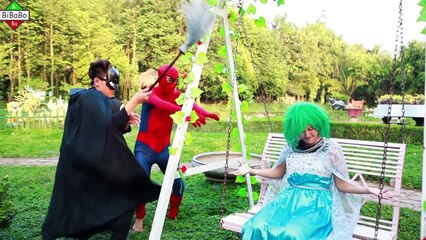 Frozen Elsa KISS Joker Harley Quinn Love Sick Spiderman Batman vs Mermaid Fun