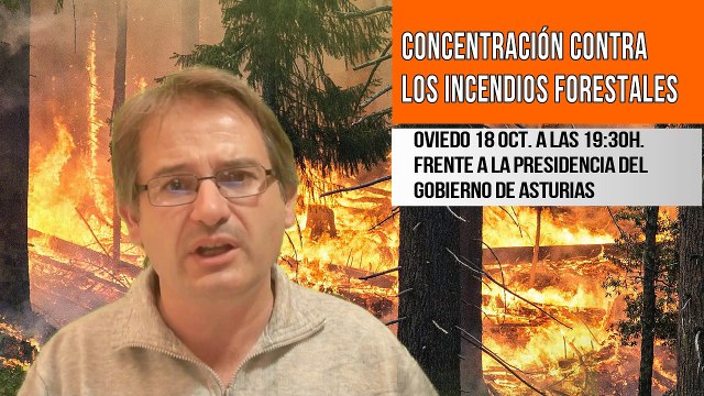 INCENDIOS forestales y CONCENTRACIÓN en Oviedo QUE NUN QUEIME, incendios nunca más