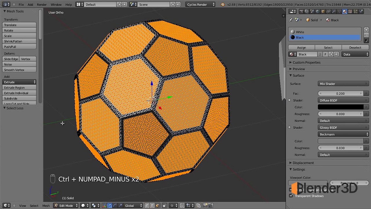 Моделирование футбольного мяча в Blender