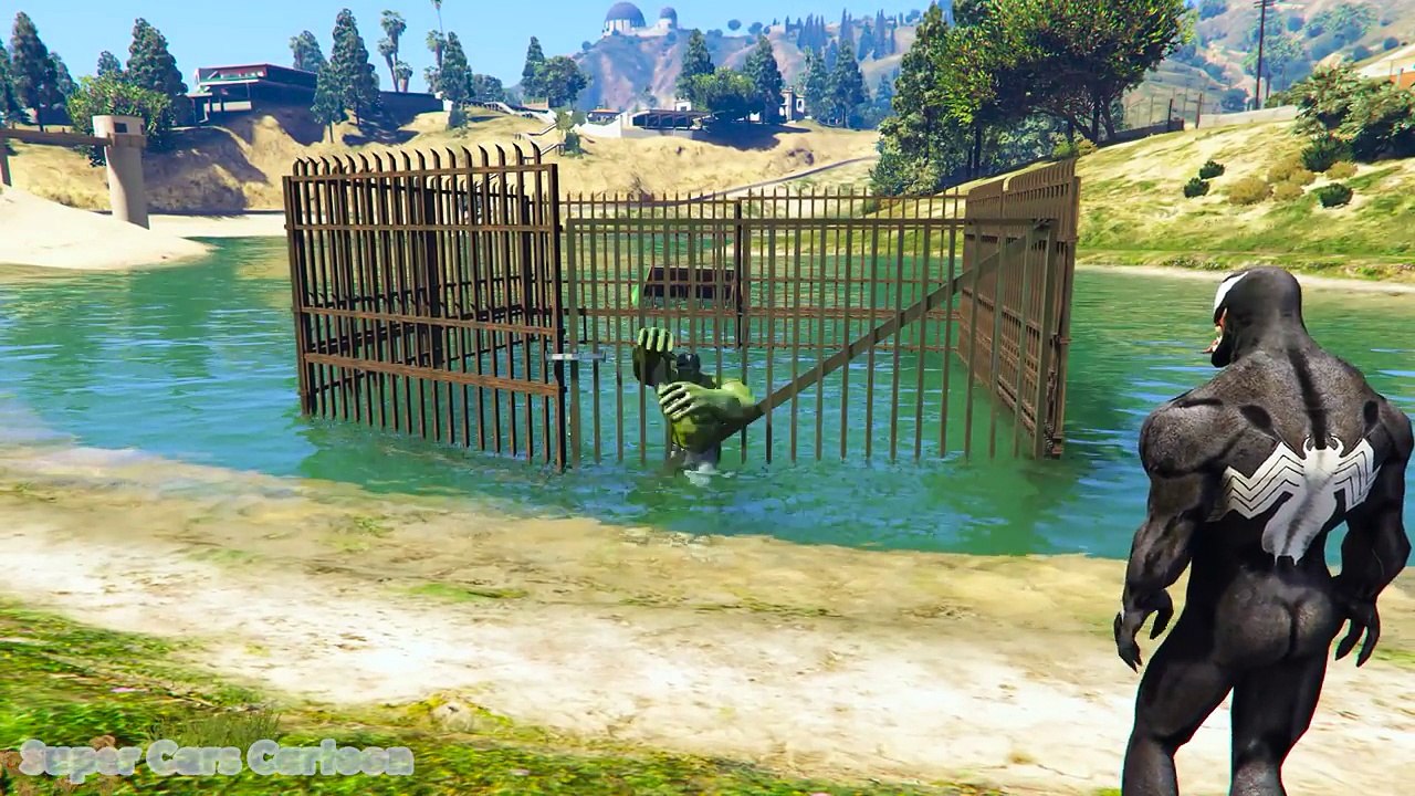 HULK Locked in cage! LIGHTNING McQueen and spiderman saves him. Cartoon for kids and babies.
