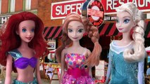 Frozen Elsa and Anna Toddlers Both Want a Donut! With Queen Elsa, Ariel The Little Mermaid and more
