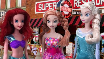 Frozen Elsa and Anna Toddlers Both Want a Donut! With Queen Elsa, Ariel The Little Mermaid and more