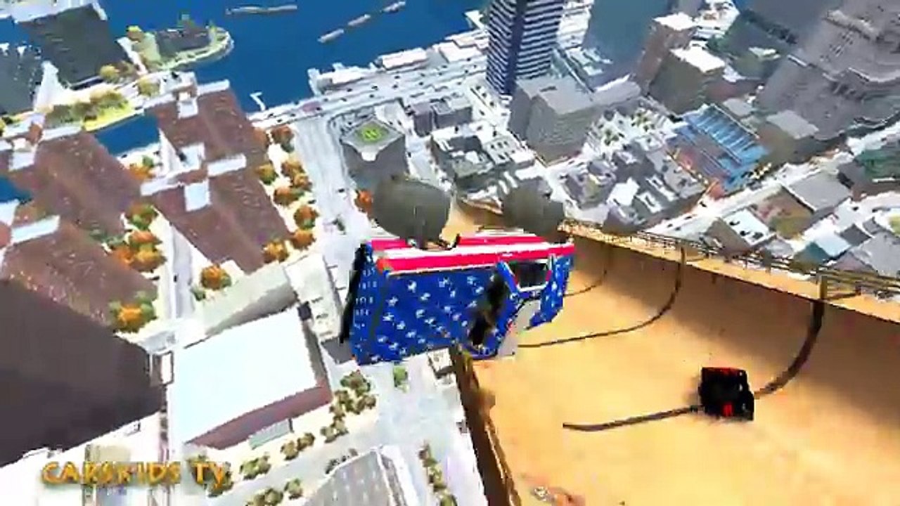 SUPER CAPTAIN & CRAZY Monster Truck Destroyer CARS COLORS STUNTS