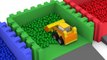 Mixing colors with Tiny Trucks: bulldozer, crane, excavator , Educational cartoon