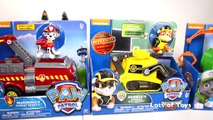 PAW PATROL MARSHALLS MISSION FIRE TRUCK, FOREST VEHICLE, RUBBLES MISSION BULLDOZER, ROCKYS TUGBOAT