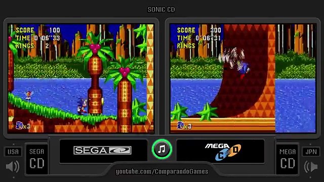 Regional Differences [13] Sonic Cd (Sega Cd vs Mega Cd) Side by Side Comparison