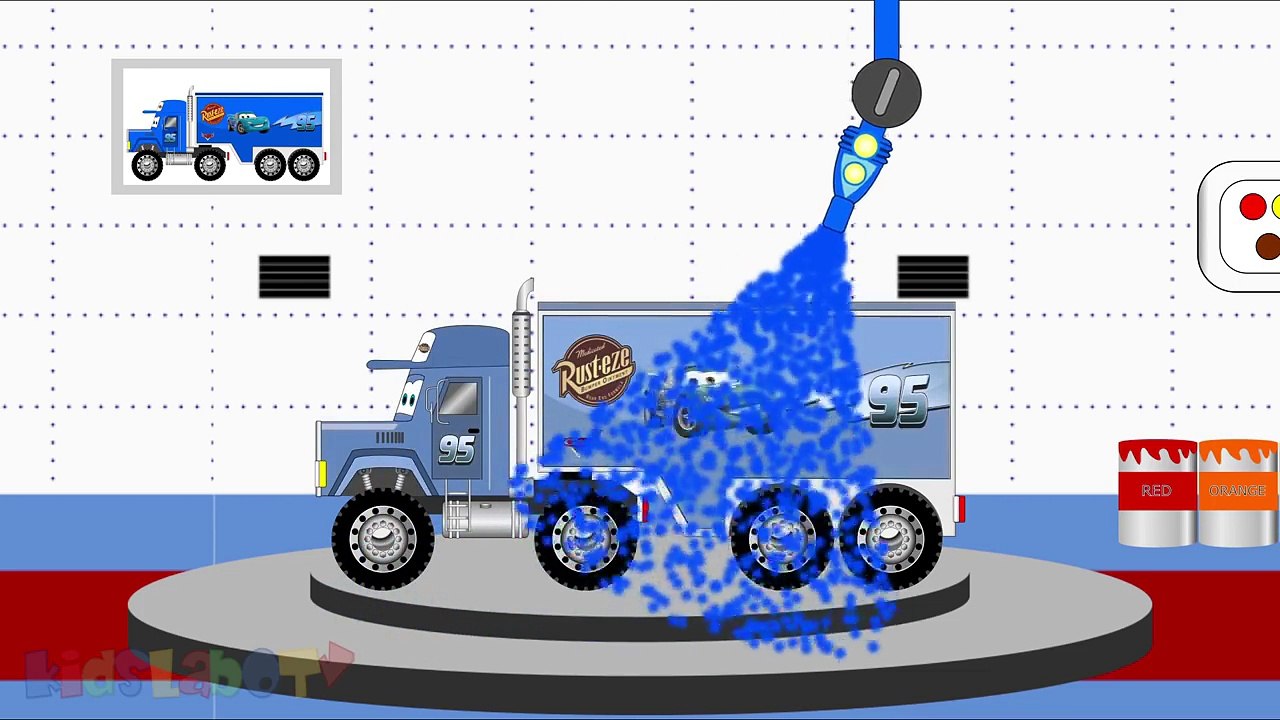 Disney Lightning Mcqueen Big Trucks Coloring Fory - Learn Colours - Video For Kids