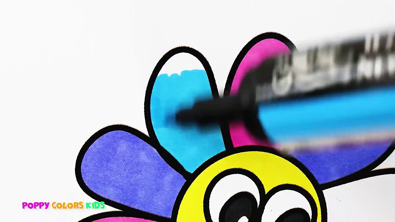 How to Draw Funny Flower | Simple Examples of Painting for Kids | Coloring Book with Colored Markers