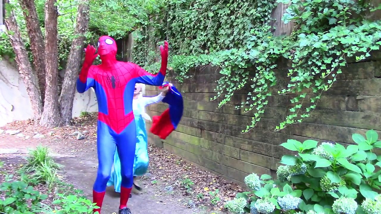 Elsa Loses her dress w/ Joker girl, Spiderman, Joker, Spiderbaby