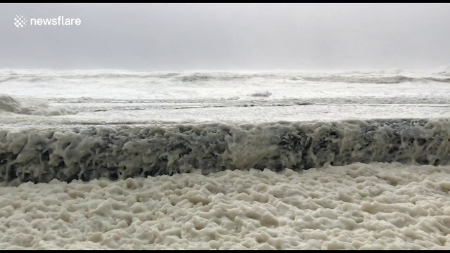 Irish coastal town gets covered in sea foam after Storm Ophelia
