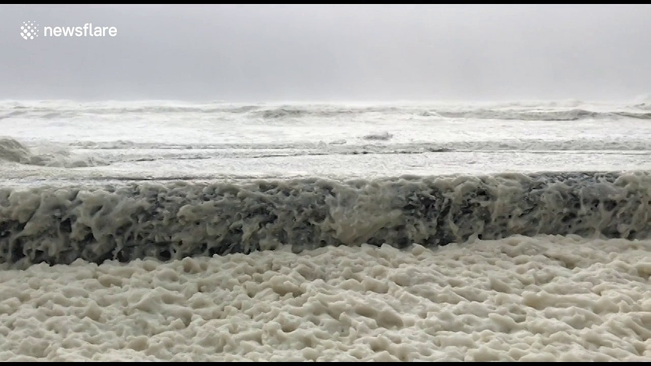 Irish coastal town gets covered in sea foam after Storm Ophelia
