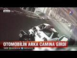 Ne kafa varmış adamda motosikletle arabanın arka camından daldı