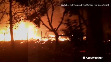 下载视频: Intense first person look at firefighters battling California wildfires