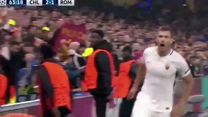 Edin Dzeko Goal - Chelsea vs AS Roma 2-3 Champions League 2017