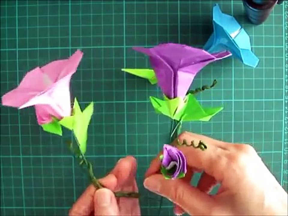 折り紙 あさがおの花 立体 折り方 Niceno1 Origami Flower Morning Glory Tutorial Video Dailymotion