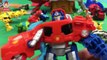 Transformers Rescue Bots Optimus Prime Bumblebee Dinobots Battle the Dinotrux in Robot Battle Slam