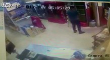 Store owner shot, then mugged while his store is robbed