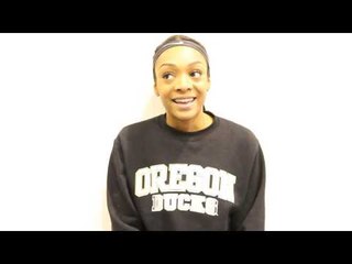 Deajah Stevens after big 200m race at the Armory