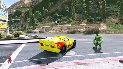 Lightning McQueen Cars Colors with Hulk & Spiderman Songs for Kids SHS