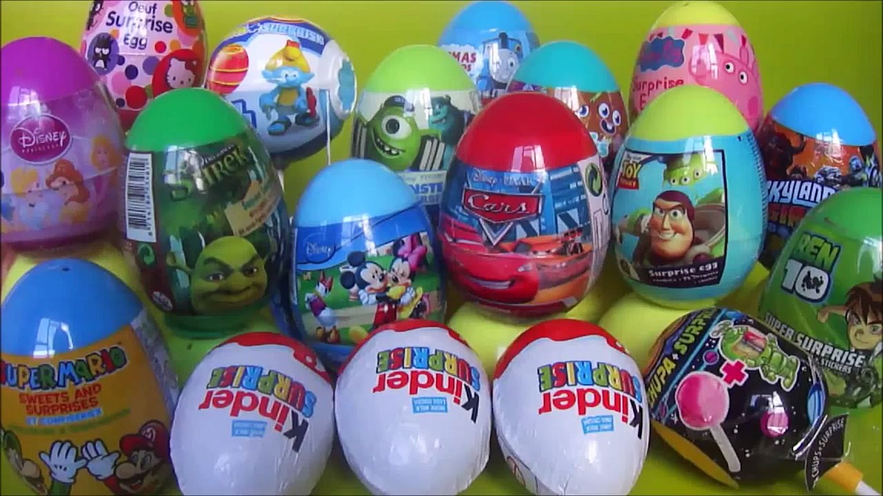 18 surprise eggs mockey mouse peppa pig kinder surpise