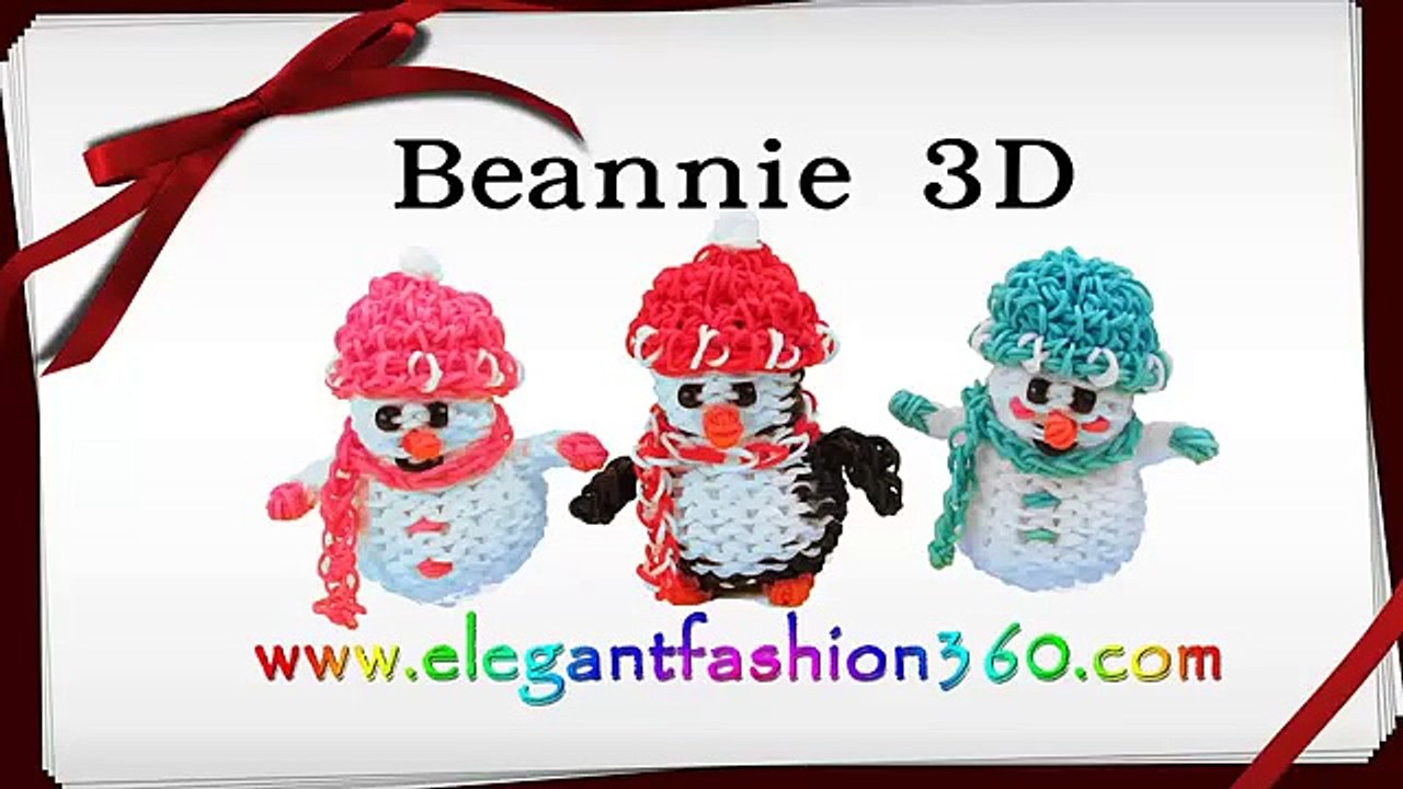 Rainbow Loom Hat/Beanie 3D for Snowman/Penguin/Santa Claus/Barbie Charm - How to Loom Bands Tutorial