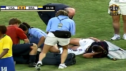 USWNT - OUCH! Abby Wambach Breaks Her Leg v. Brazil (Beijing Olympics Send-Off Match) - 7-16-08